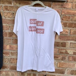 white simple “out of control” shirt